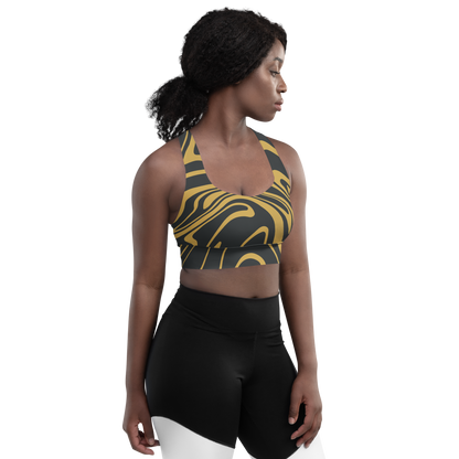Gold Suminagashi Longline sports bra - Oni Threads
