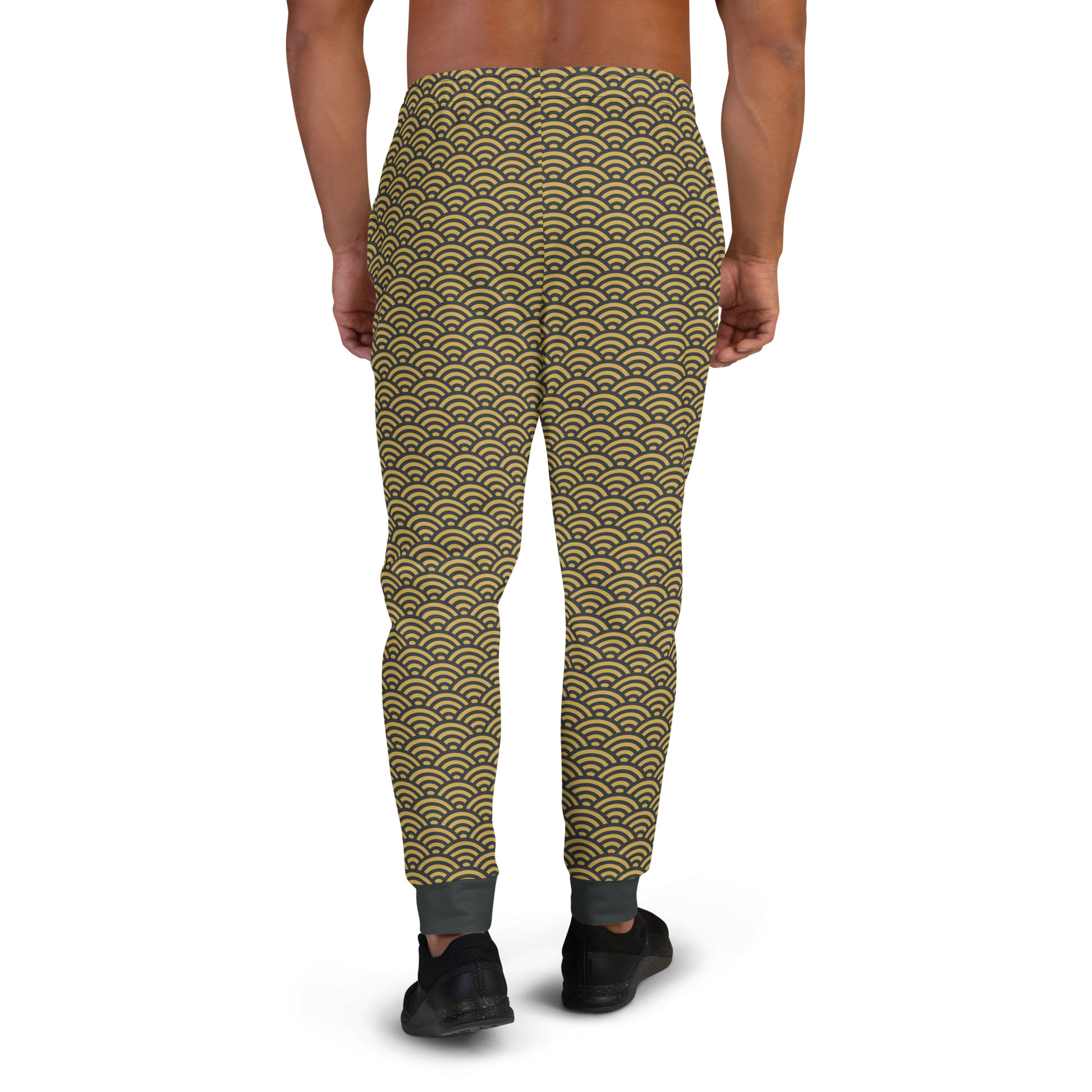 Gold Seigaiha Men's Joggers - Oni Threads