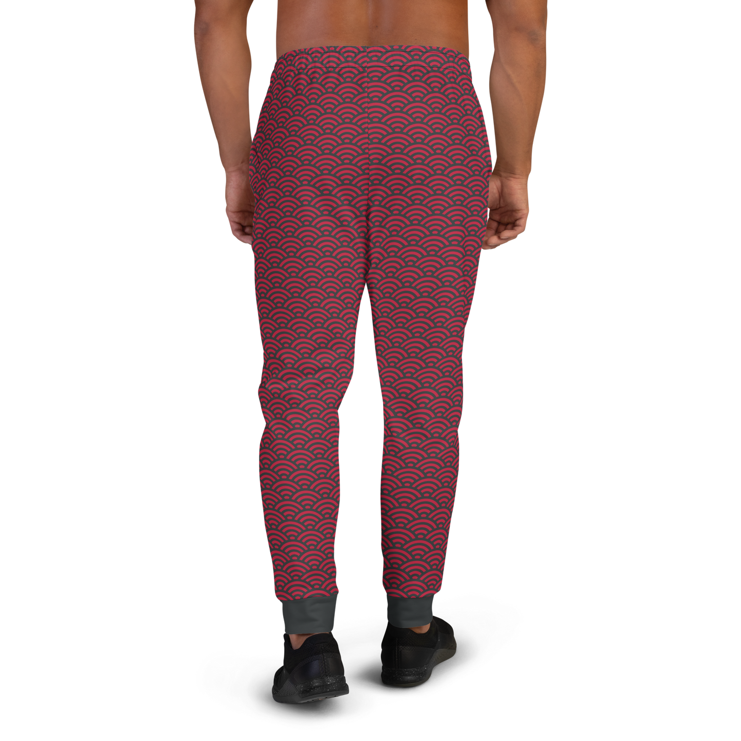 Red Seigaiha Men's Joggers - Oni Threads