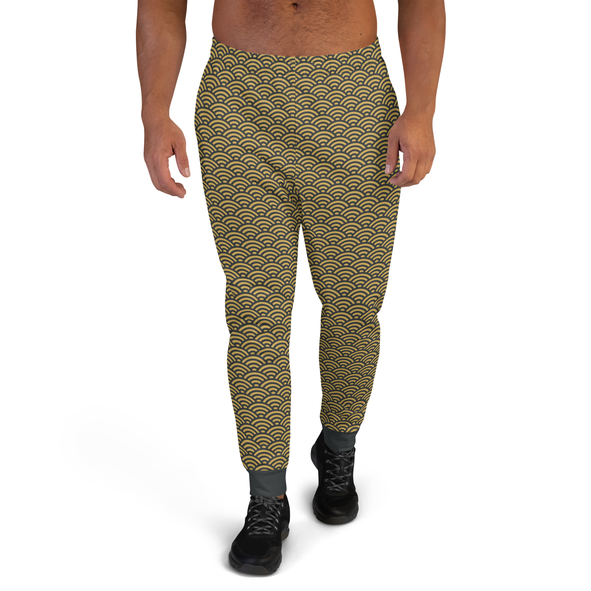 Gold Seigaiha Men's Joggers - Oni Threads