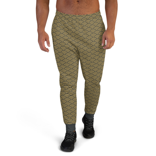 Gold Seigaiha Men's Joggers - Oni Threads