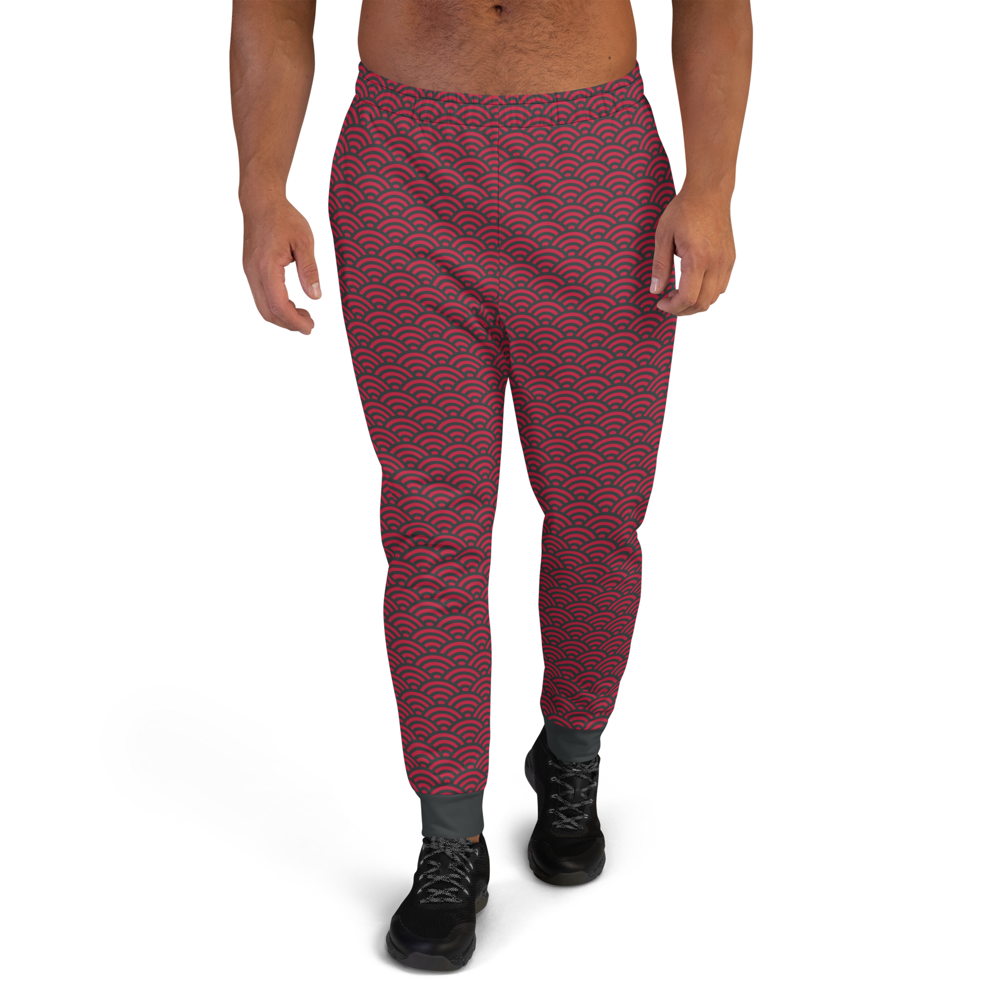 Red Seigaiha Men's Joggers - Oni Threads