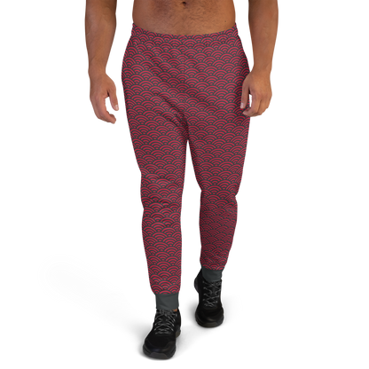 Red Seigaiha Men's Joggers - Oni Threads