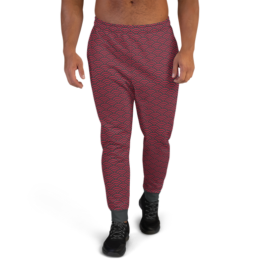 Red Seigaiha Men's Joggers - Oni Threads