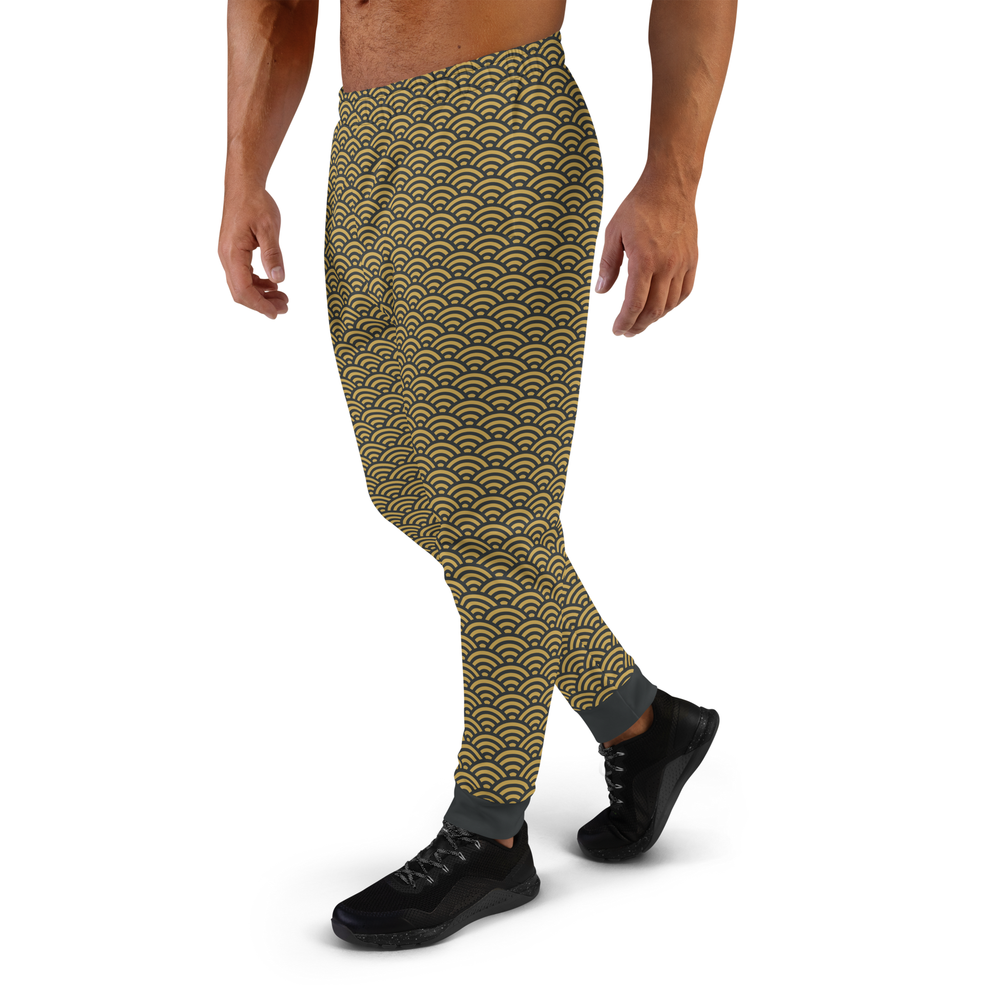 Gold Seigaiha Men's Joggers - Oni Threads