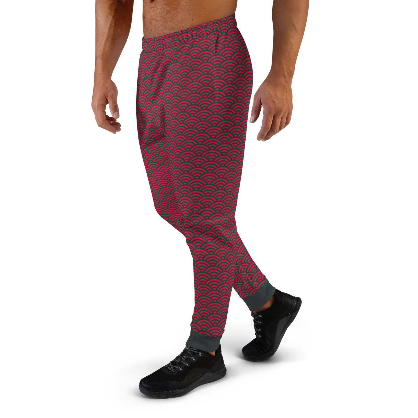 Red Seigaiha Men's Joggers - Oni Threads