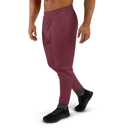 Red Seigaiha Men's Joggers - Oni Threads