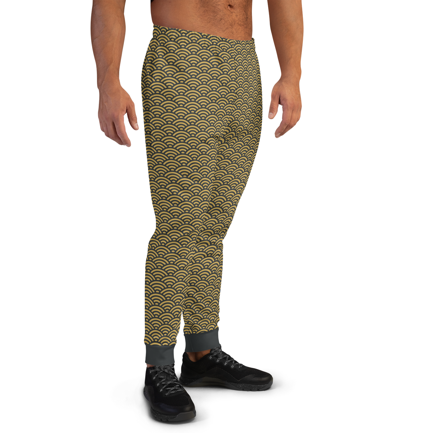 Gold Seigaiha Men's Joggers - Oni Threads