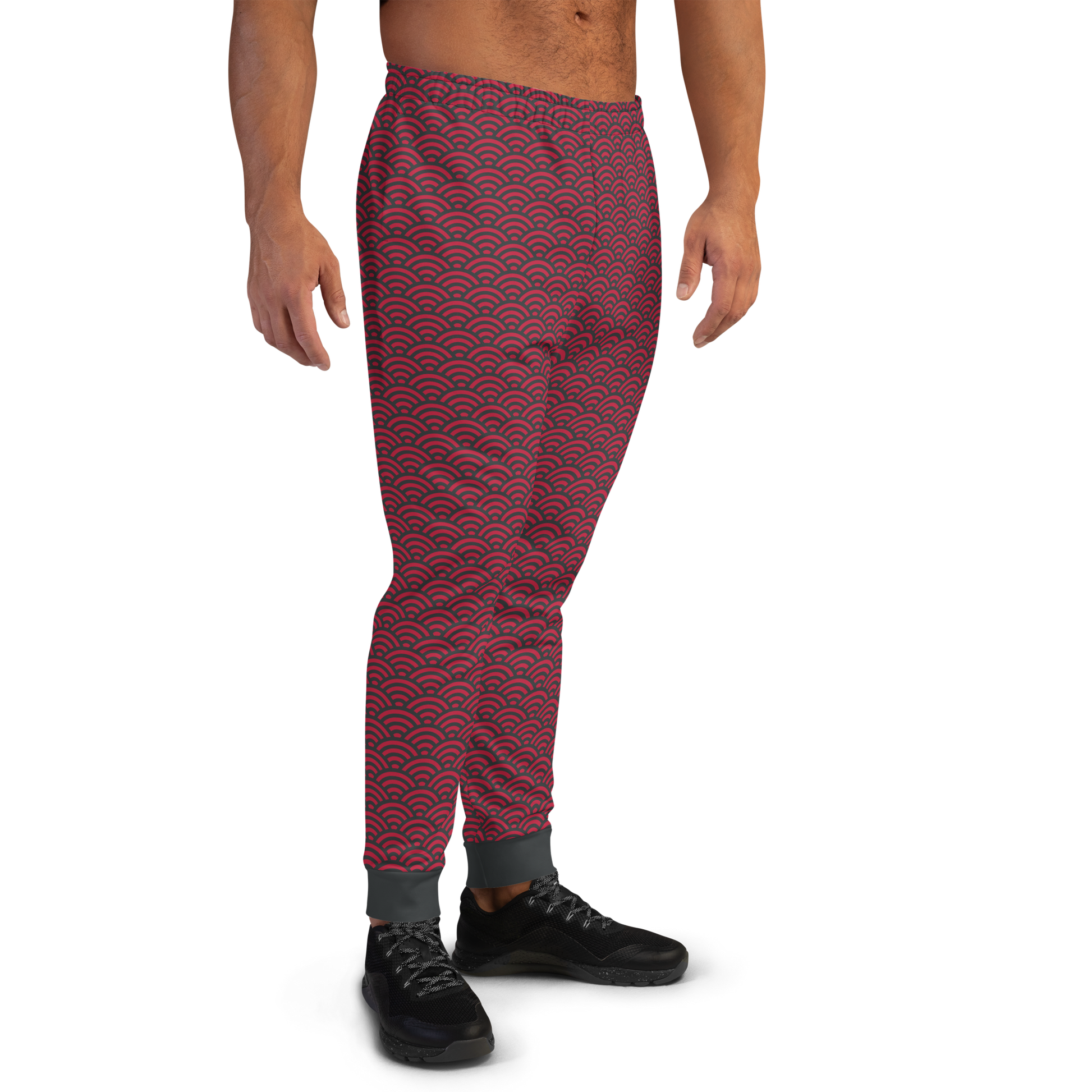 Red Seigaiha Men's Joggers - Oni Threads