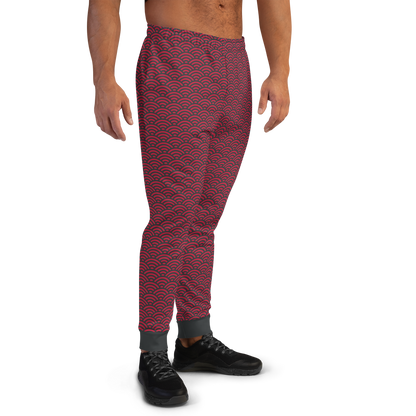 Red Seigaiha Men's Joggers - Oni Threads