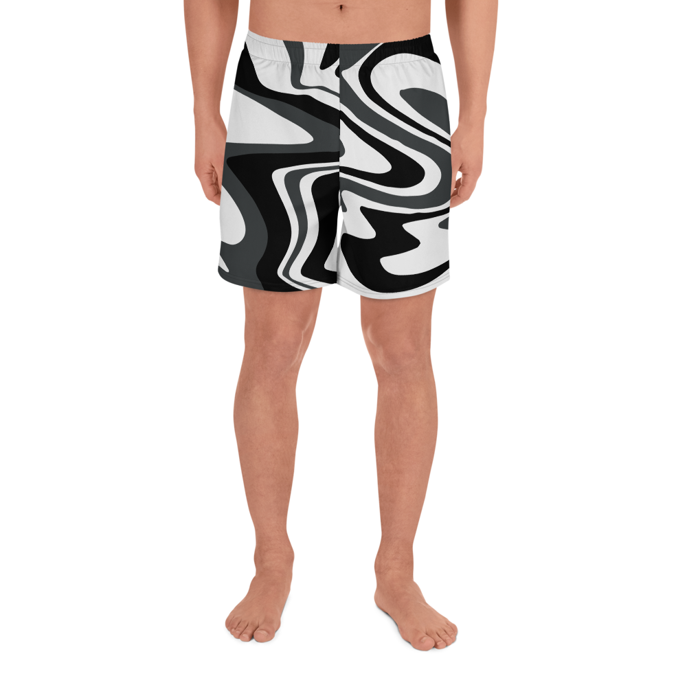 Men's Charcoal Suminagashi Recycled Athletic Shorts