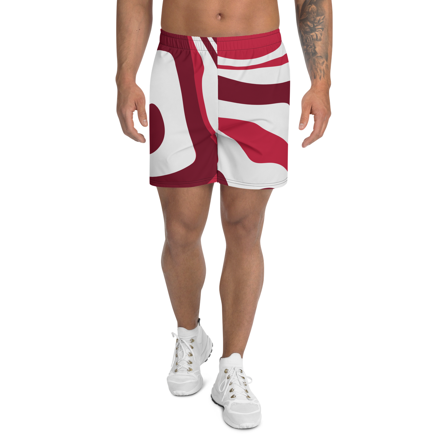 Men's Red Suminagashi Recycled Athletic Shorts - Oni Threads