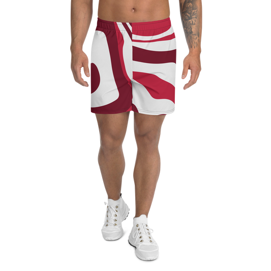 Men's Red Suminagashi Recycled Athletic Shorts - Oni Threads