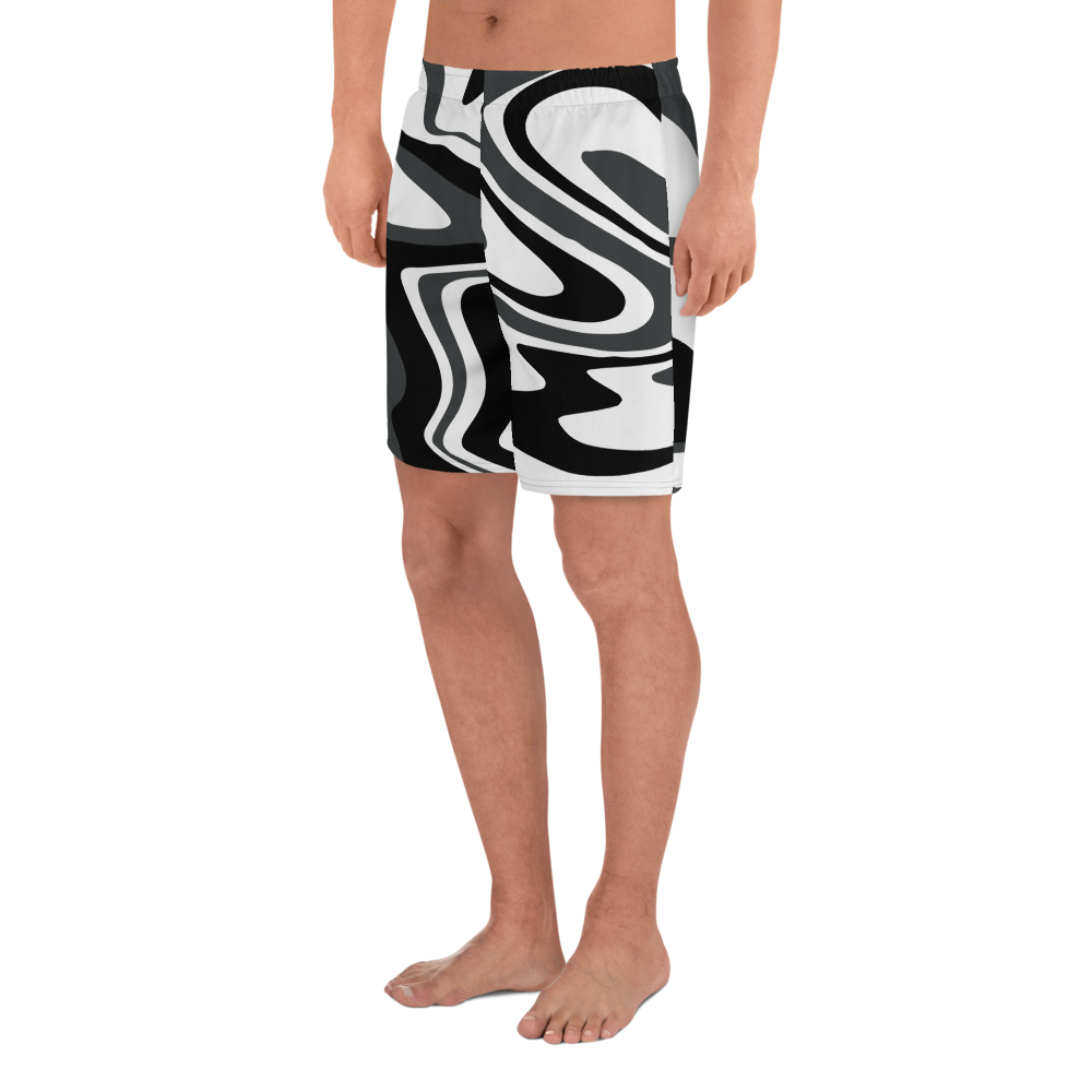 Men's Charcoal Suminagashi Recycled Athletic Shorts - Oni Threads