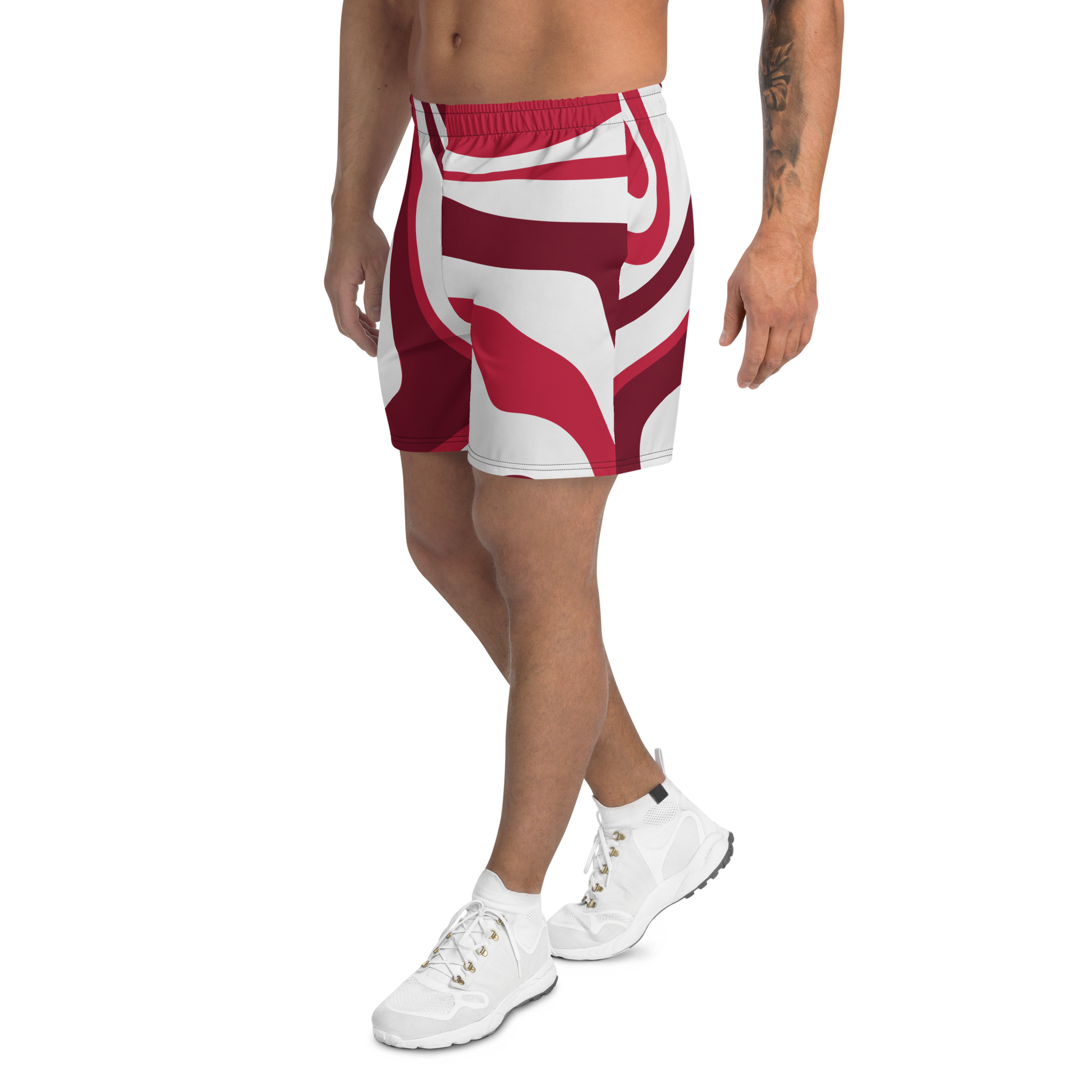 Men's Red Suminagashi Recycled Athletic Shorts - Oni Threads