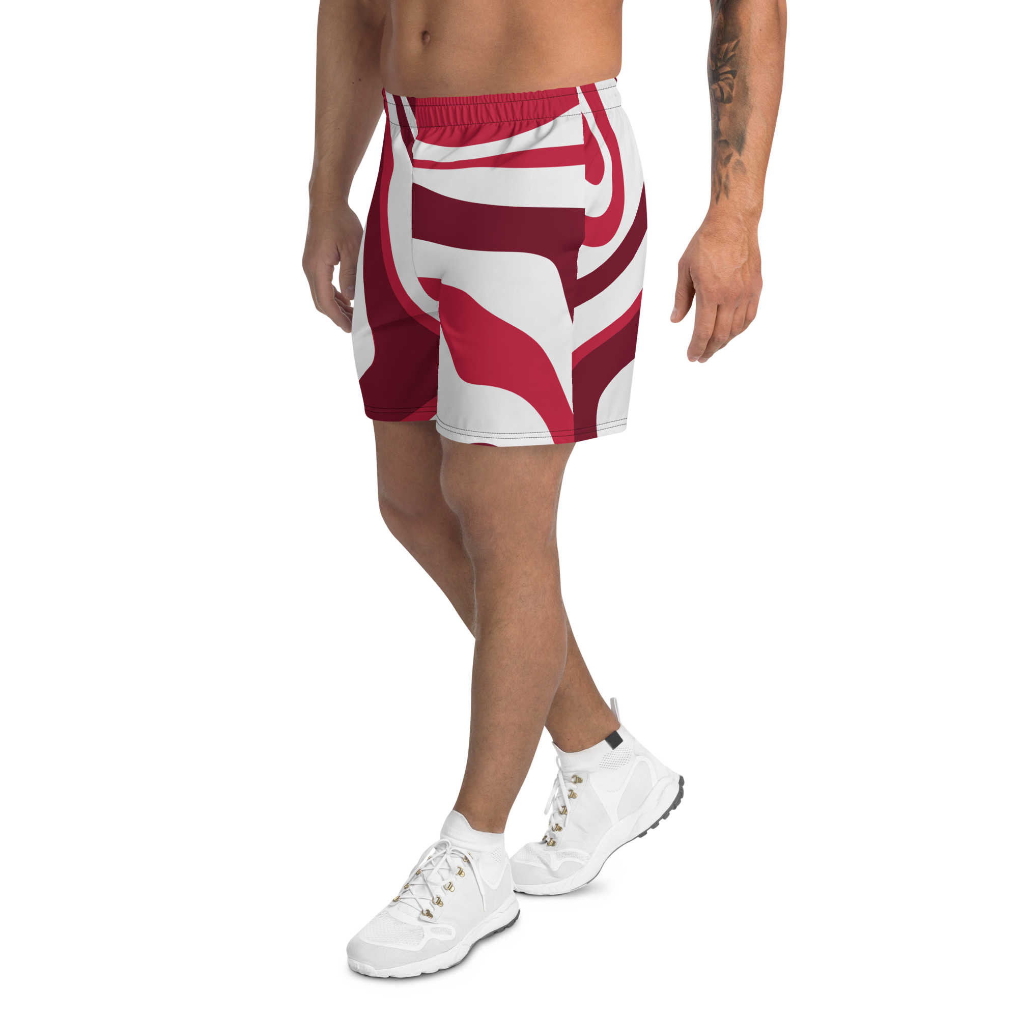 Men's Red Suminagashi Recycled Athletic Shorts