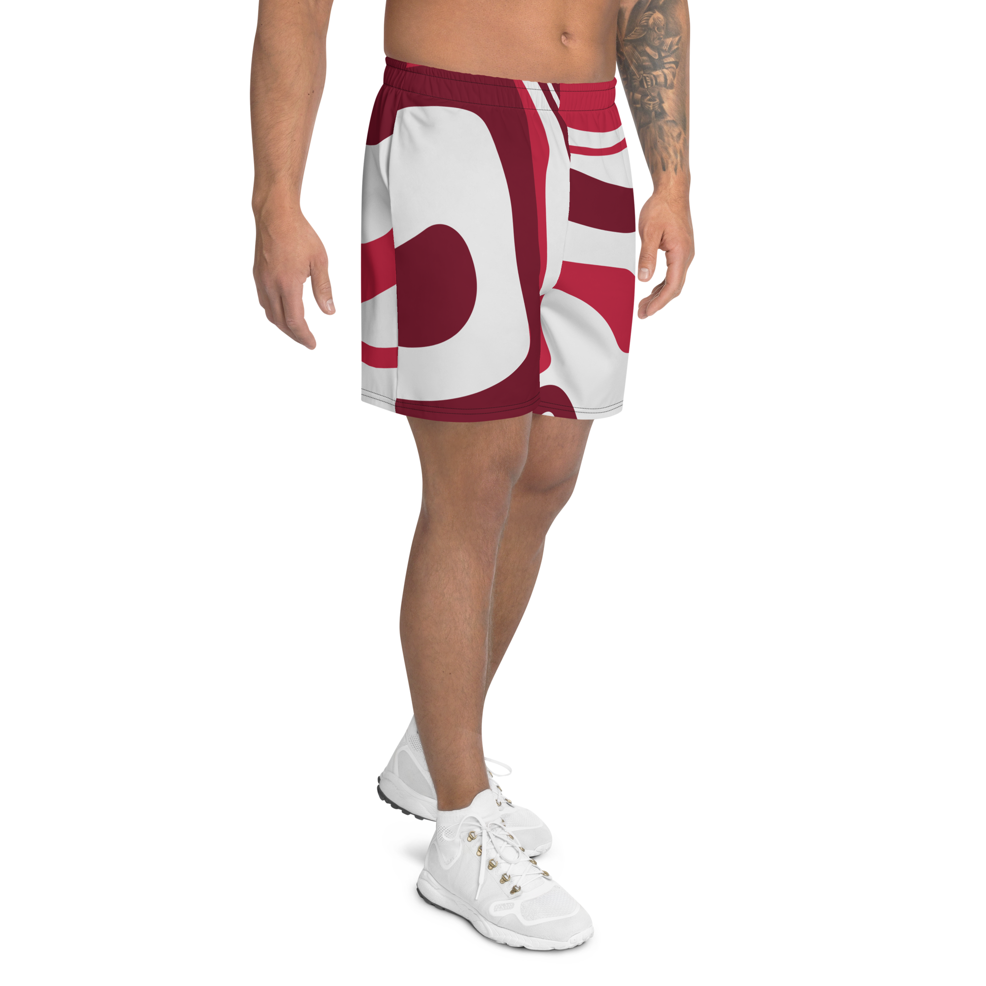 Men's Red Suminagashi Recycled Athletic Shorts