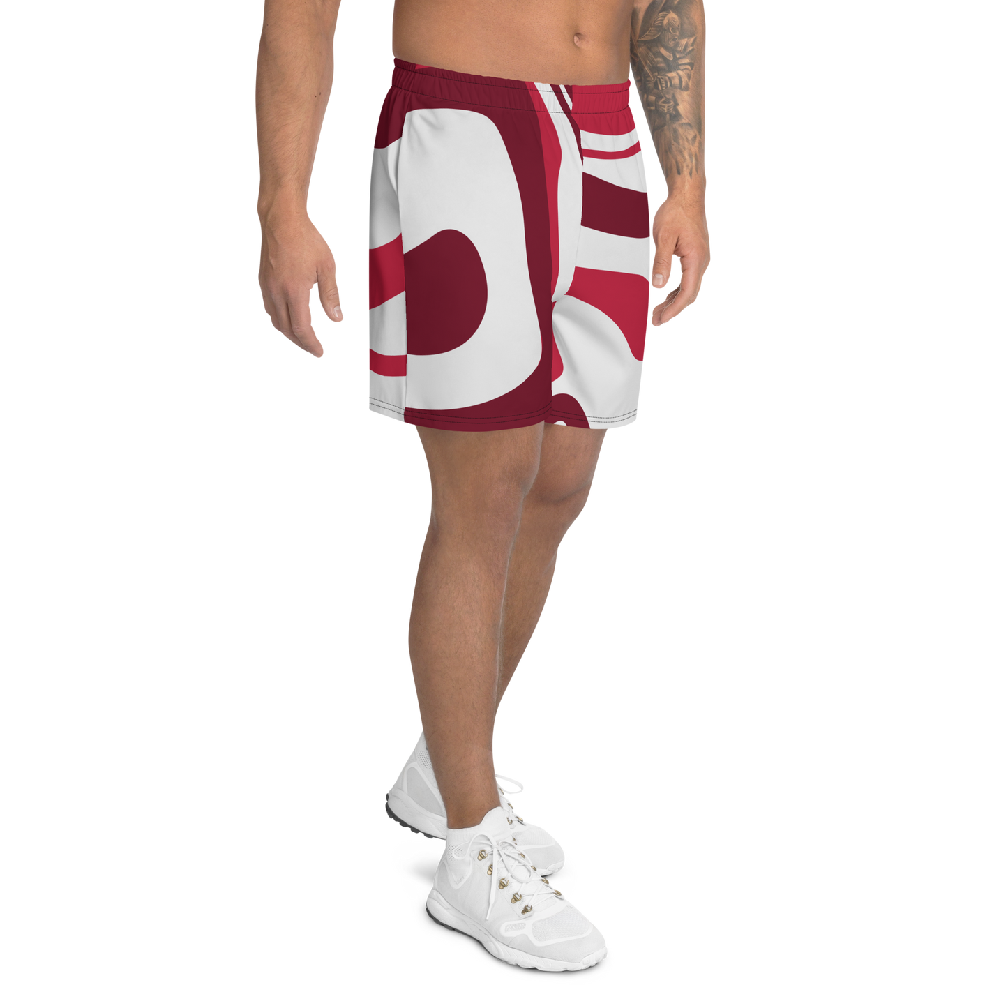 Men's Red Suminagashi Recycled Athletic Shorts - Oni Threads