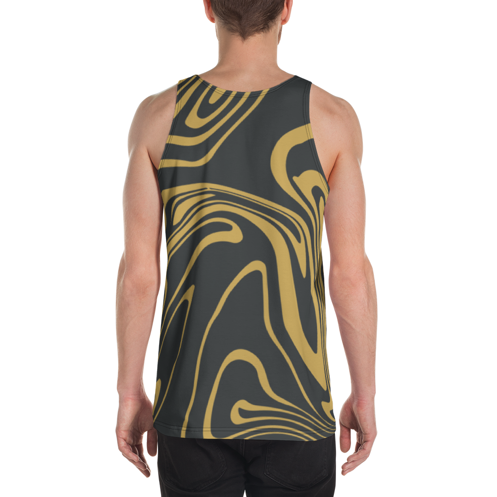 Gold Suminagashi Unisex Tank Top - Oni Threads