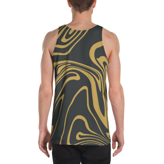 Gold Suminagashi Unisex Tank Top - Oni Threads