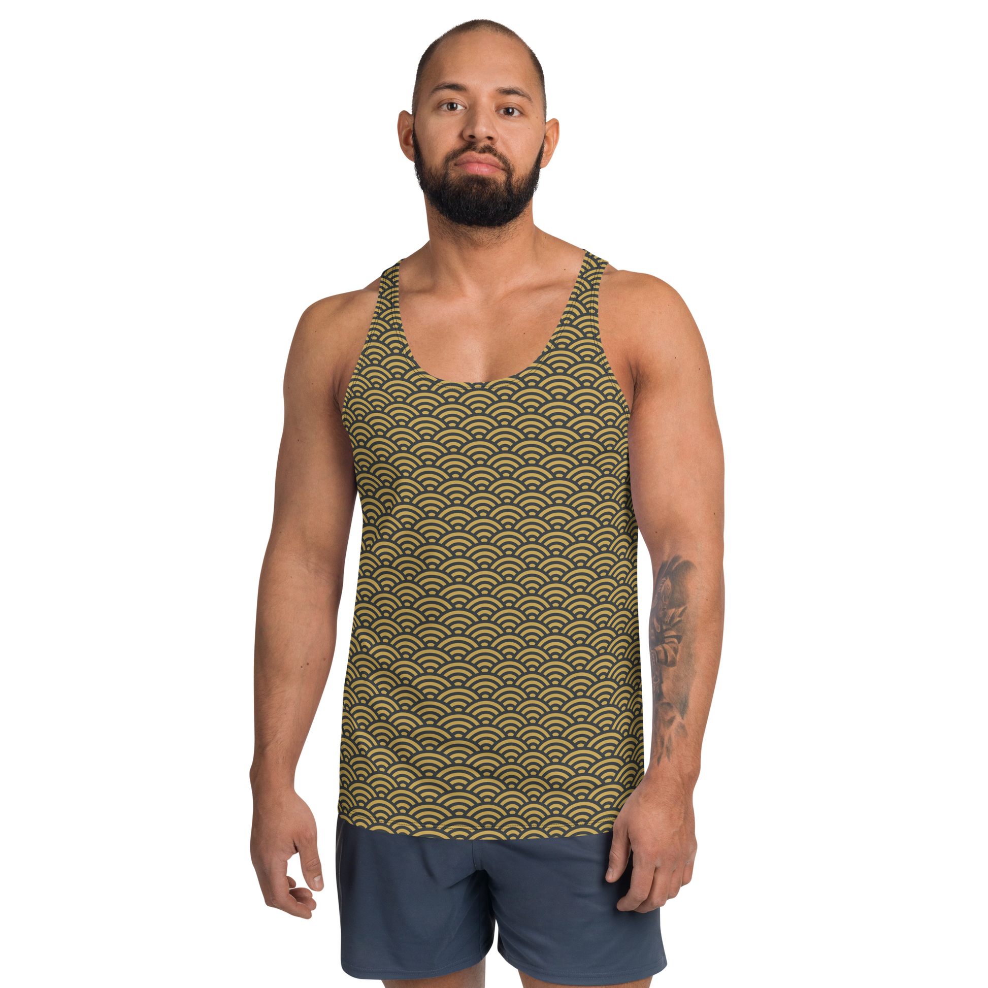 Gold Seigiaha Unisex Tank Top - Oni Threads