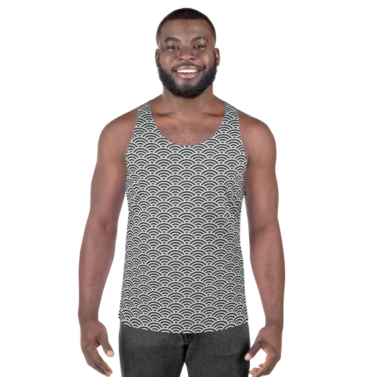 White Seigaiha Unisex Tank Top - Oni Threads