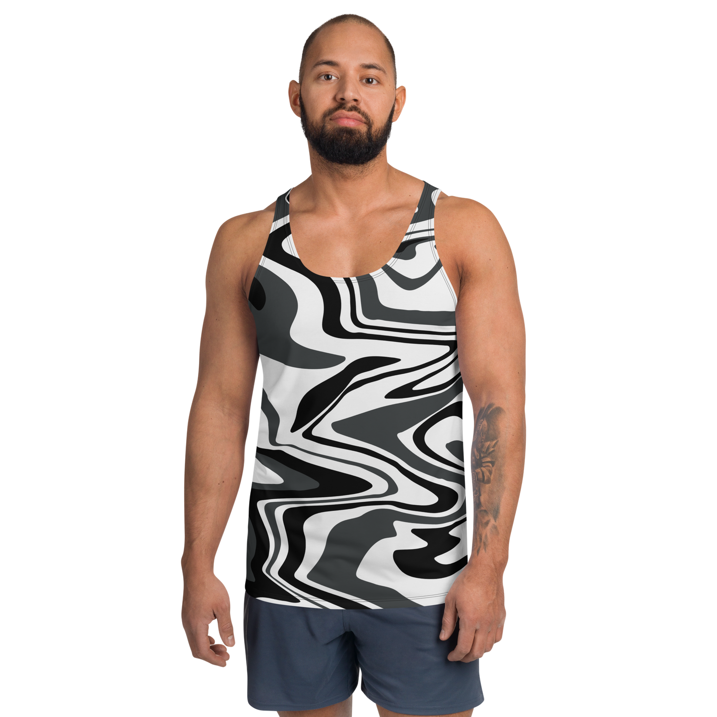 Charcoal Suminagashi Unisex Tank Top - Oni Threads