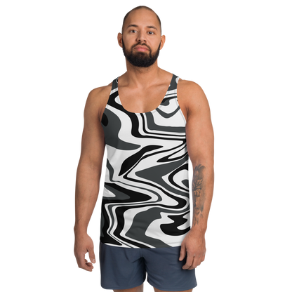 Charcoal Suminagashi Unisex Tank Top - Oni Threads