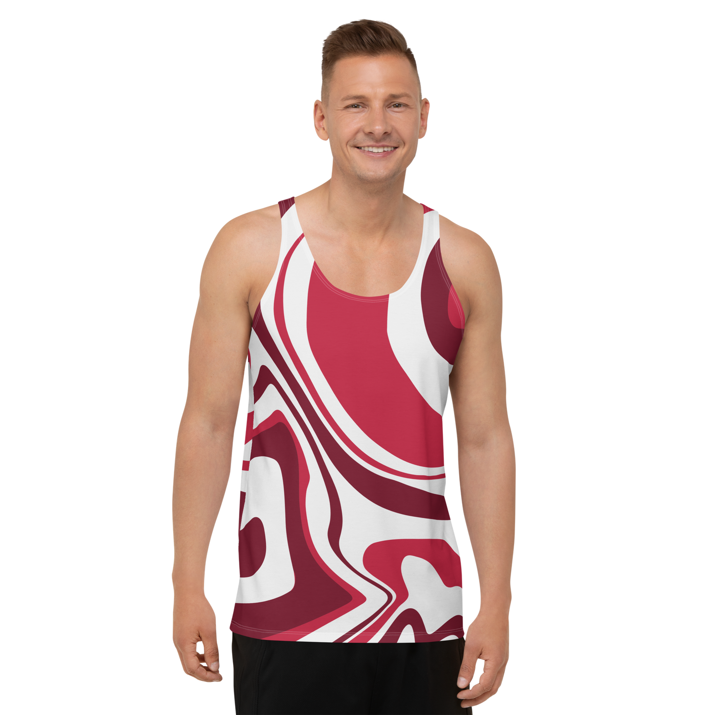 Red Suminagashi Unisex Tank Top - Oni Threads