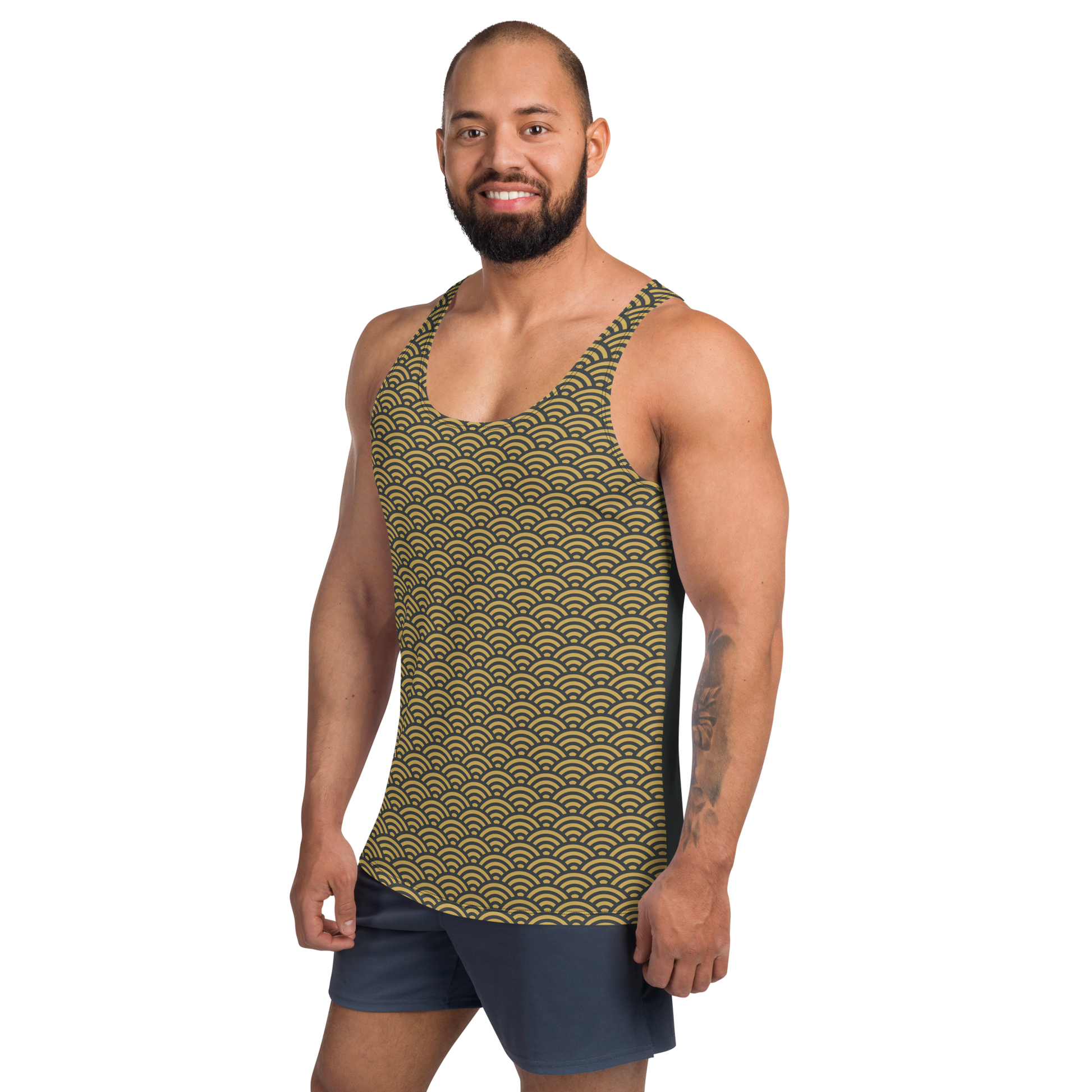 Gold Seigiaha Unisex Tank Top - Oni Threads