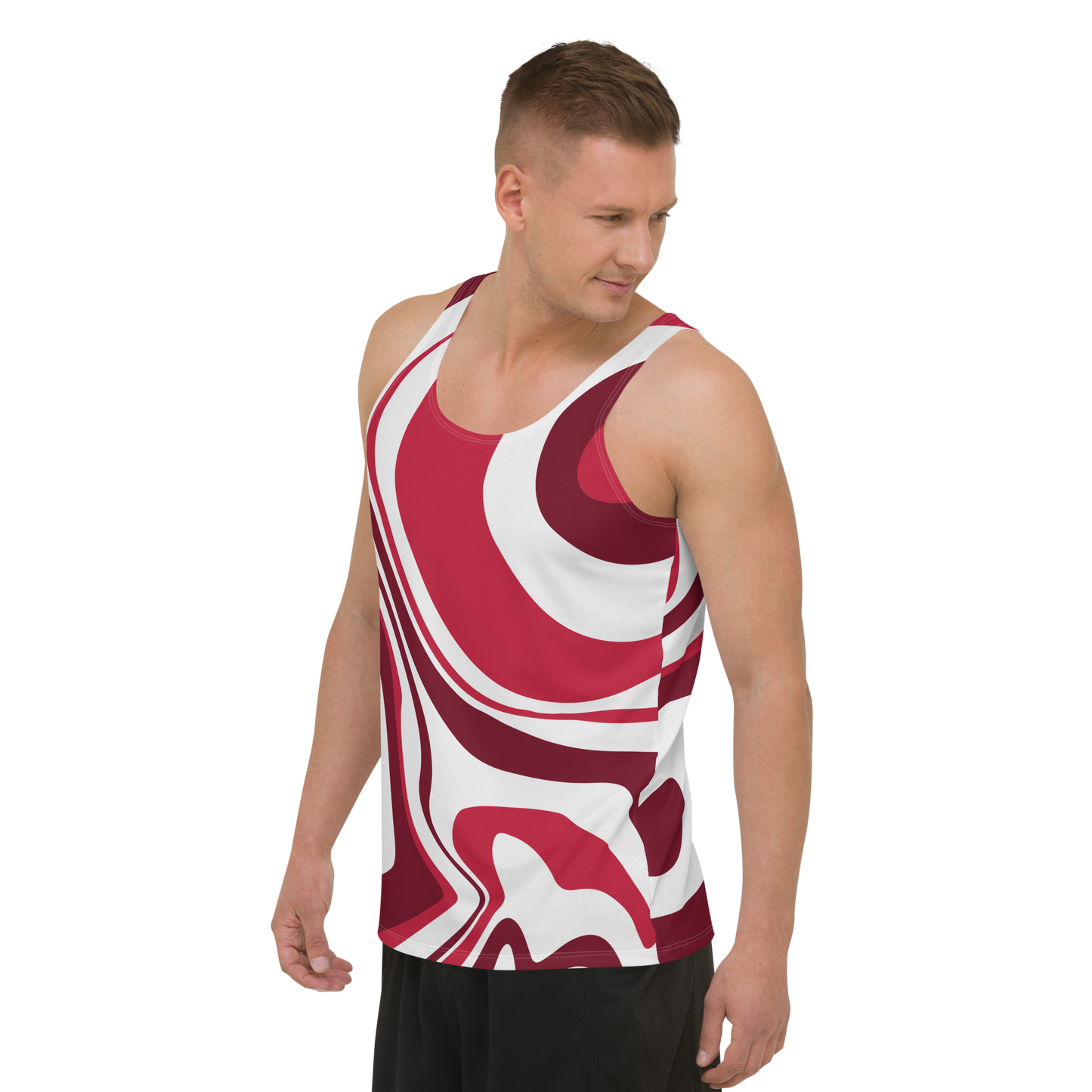 Red Suminagashi Unisex Tank Top - Oni Threads