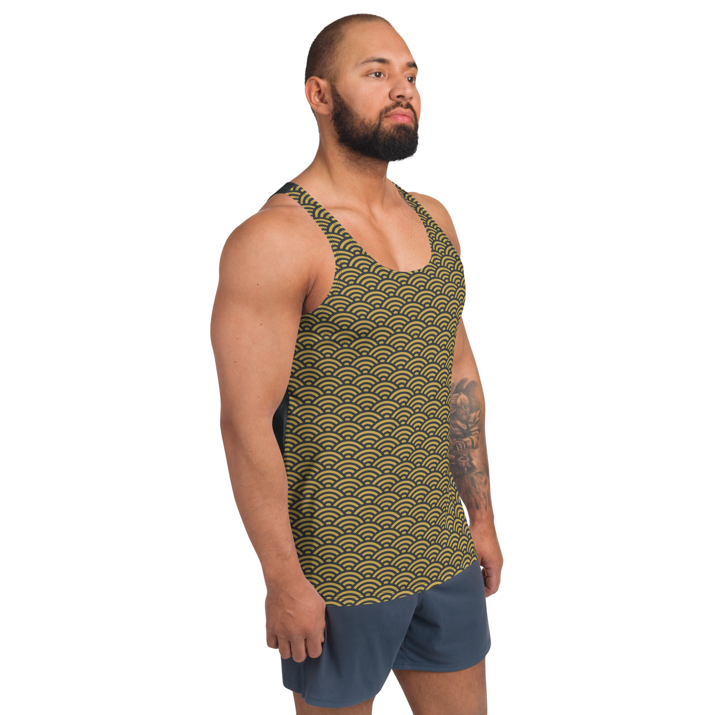 Gold Seigiaha Unisex Tank Top - Oni Threads