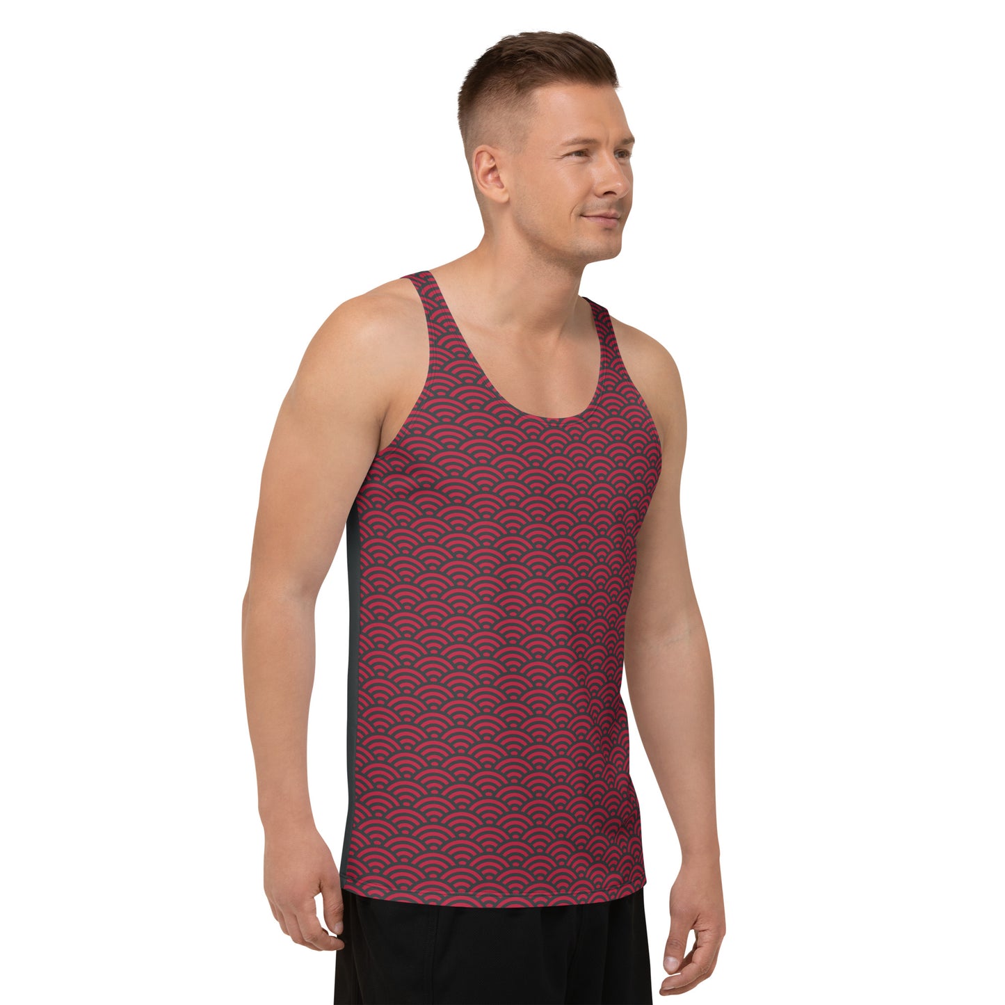 Red Seigaiha Unisex Tank Top - Oni Threads