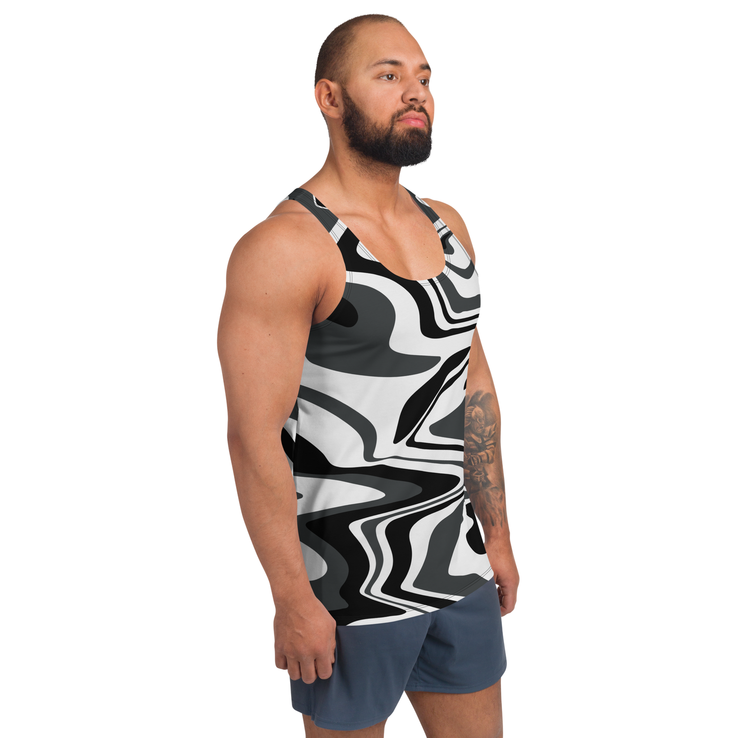 Charcoal Suminagashi Unisex Tank Top - Oni Threads