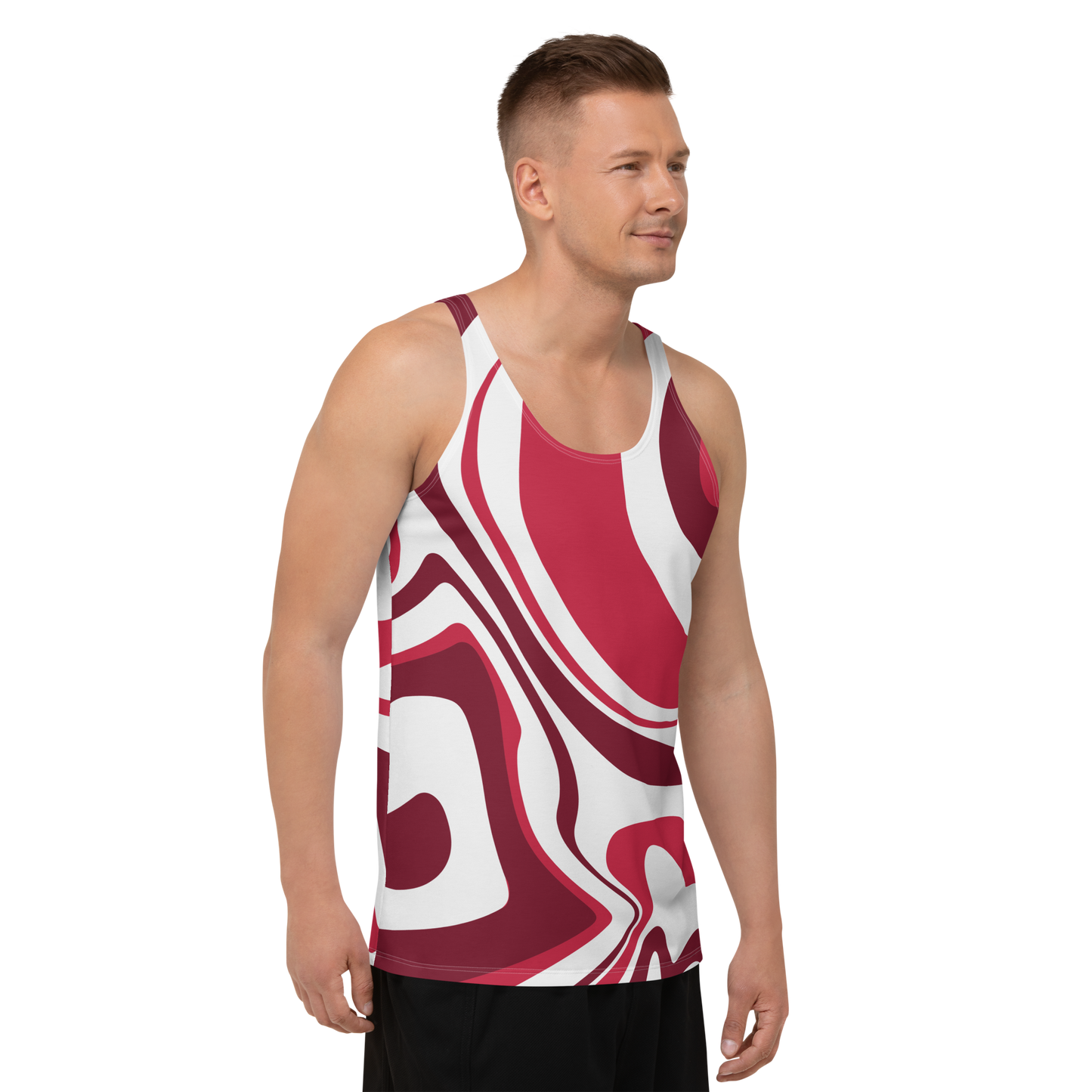 Red Suminagashi Unisex Tank Top - Oni Threads