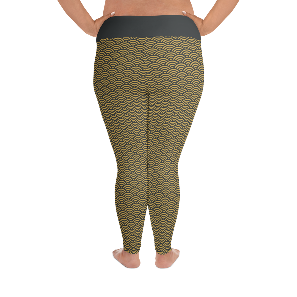 Seigaiha Plus Size Leggings - Oni Threads