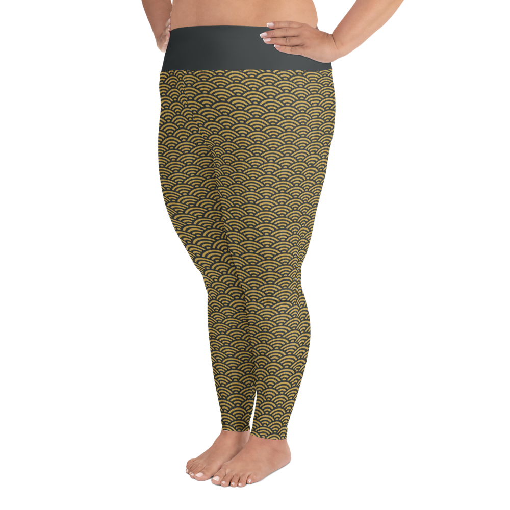 Seigaiha Plus Size Leggings - Oni Threads