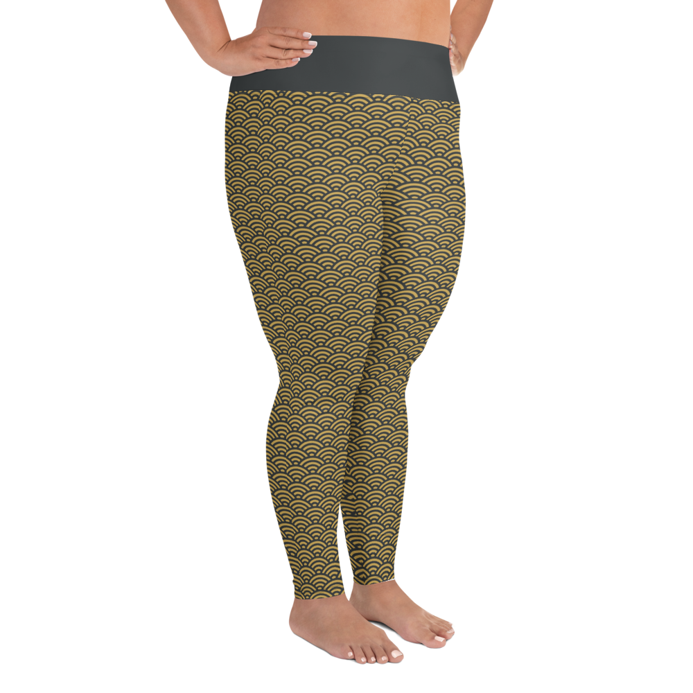 Seigaiha Plus Size Leggings - Oni Threads