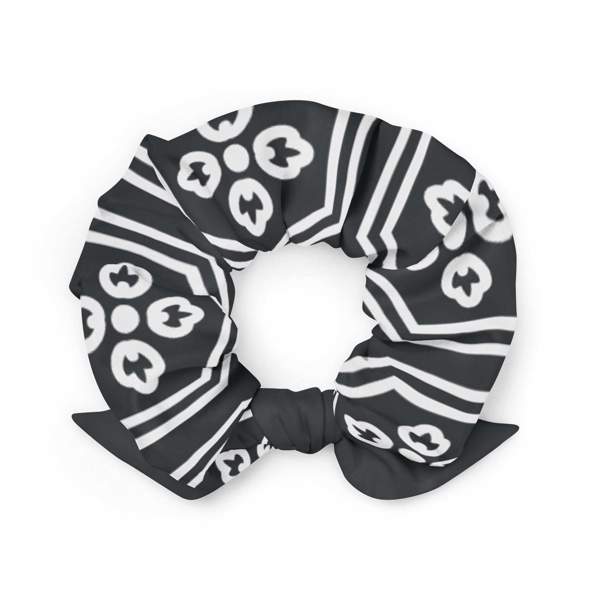 Charcoal Kikkou Scrunchie - Oni Threads