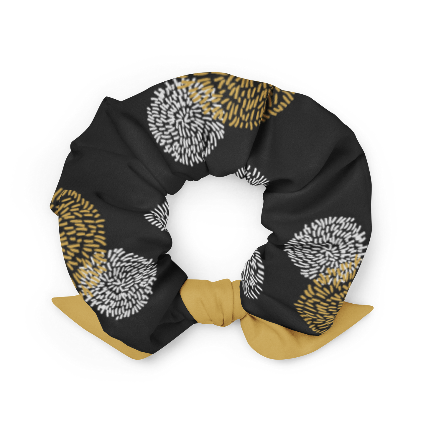 Charcoal Chrysanthemum Scrunchie - Oni Threads