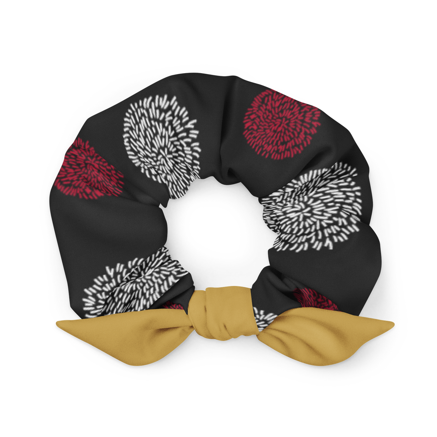 Charcoal Chrysanthemum Scrunchie - Oni Threads