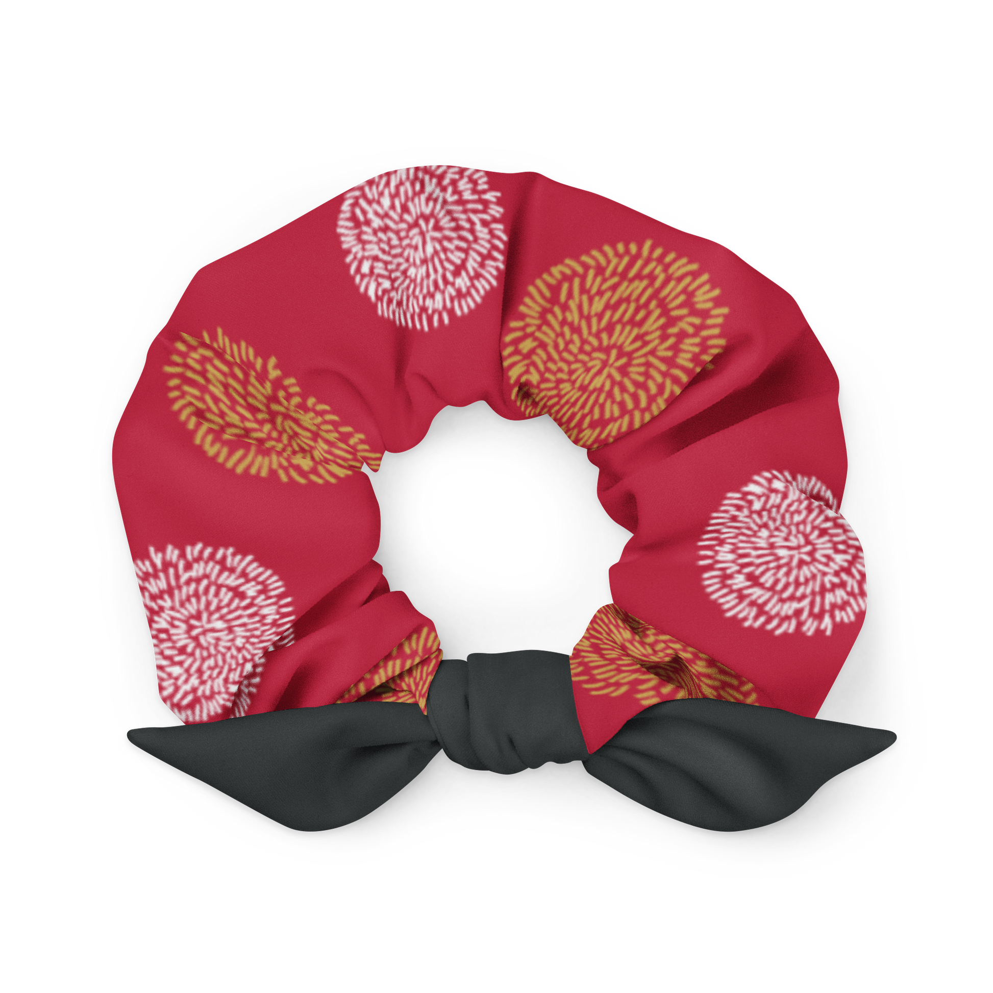 Red Chrysanthemum Scrunchie - Oni Threads