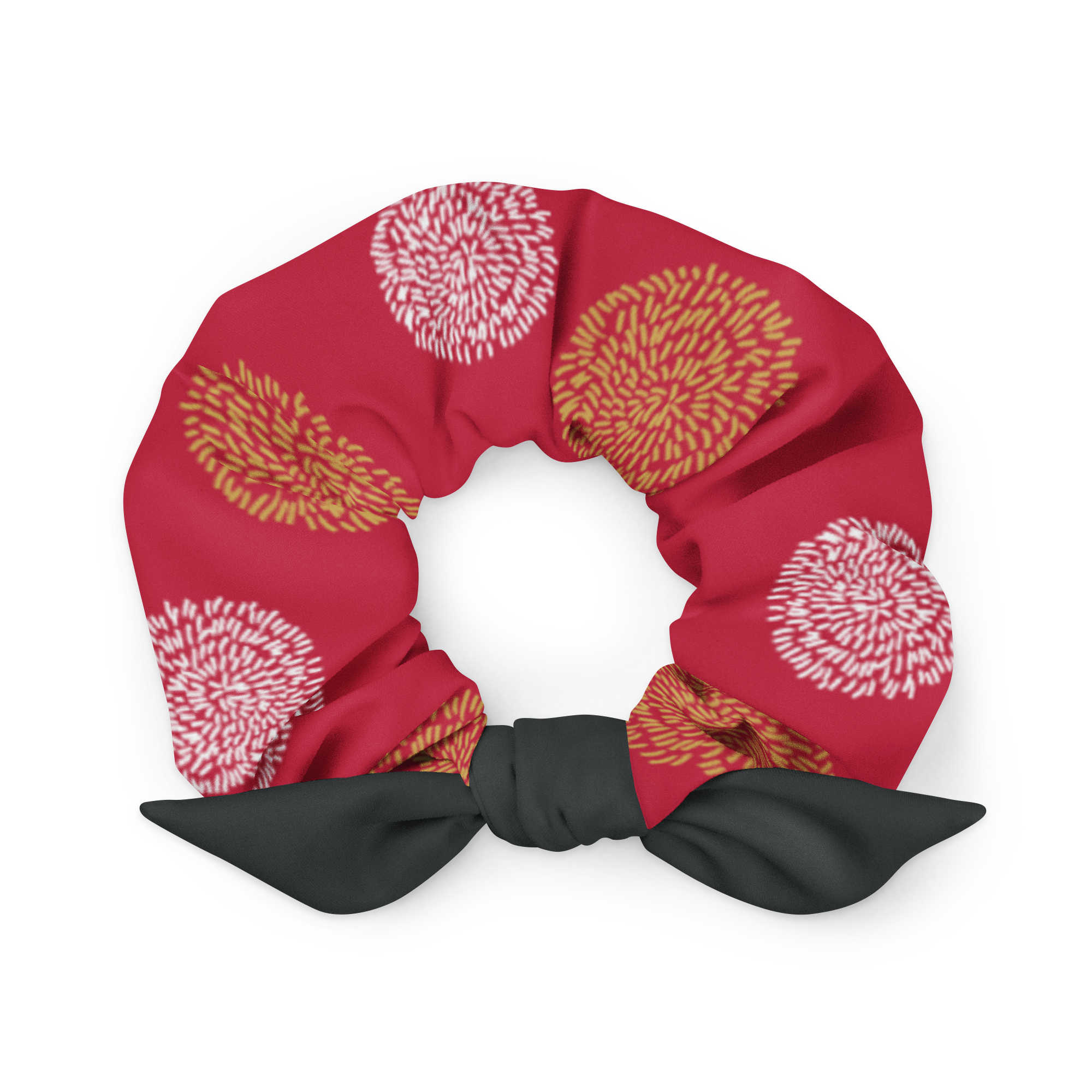 Red Chrysanthemum Scrunchie - Oni Threads