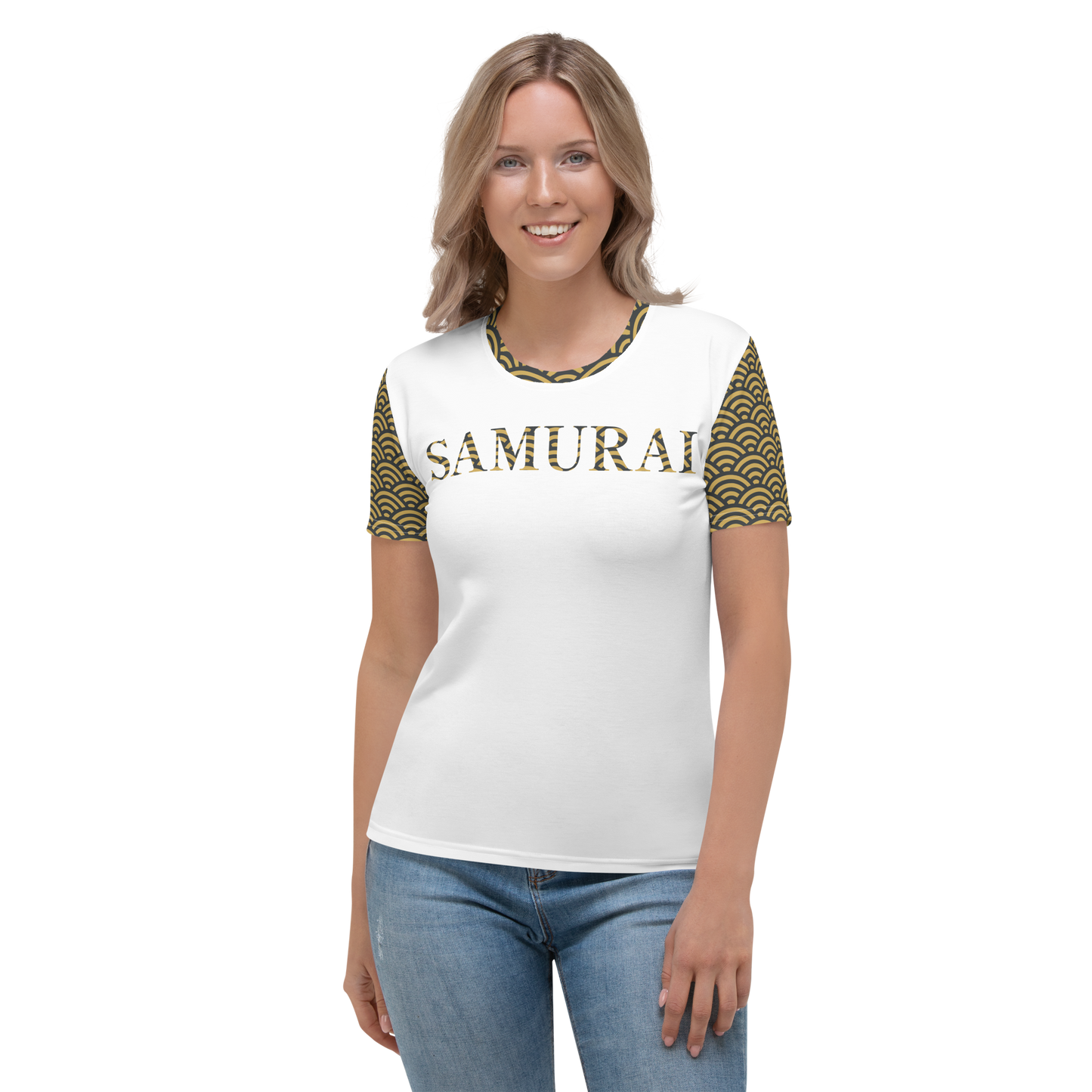 Seigaiha Samurai Woman's T-Shirt - Oni Threads