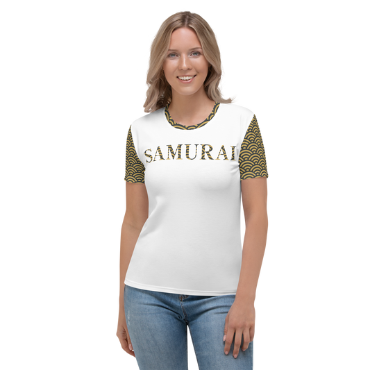 Seigaiha Samurai Woman's T-Shirt - Oni Threads