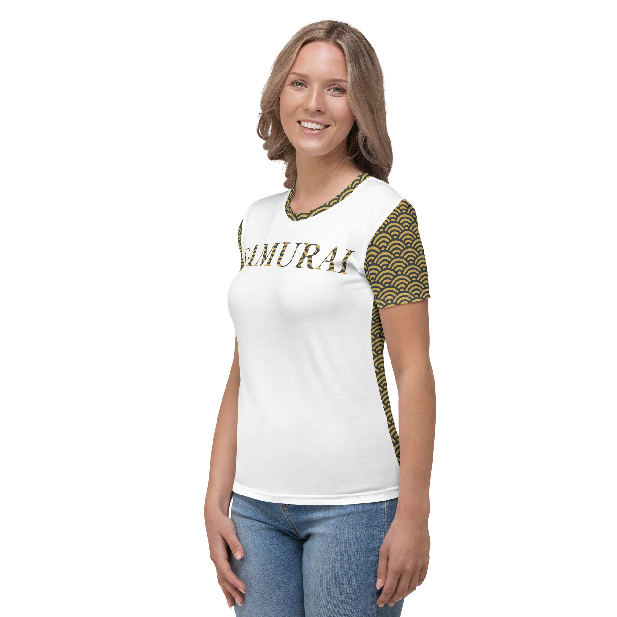 Seigaiha Samurai Woman's T-Shirt - Oni Threads