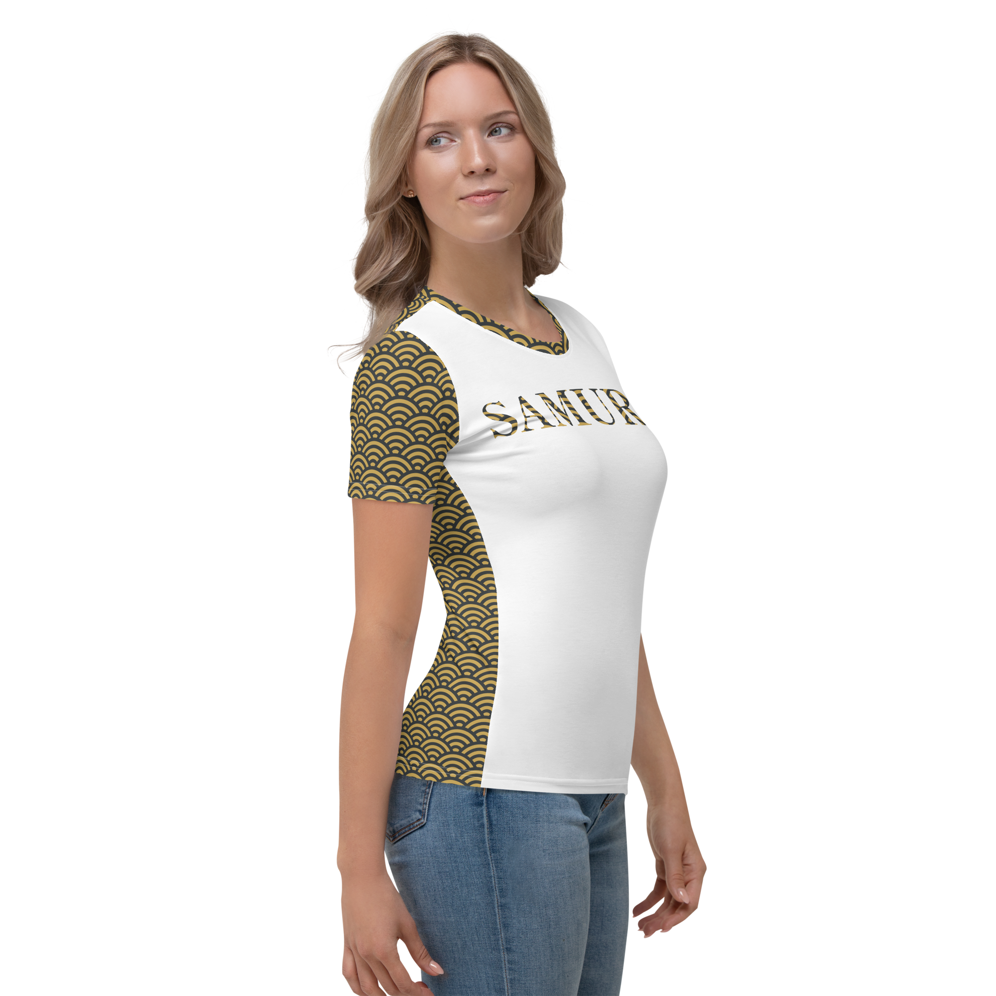 Seigaiha Samurai Woman's T-Shirt - Oni Threads