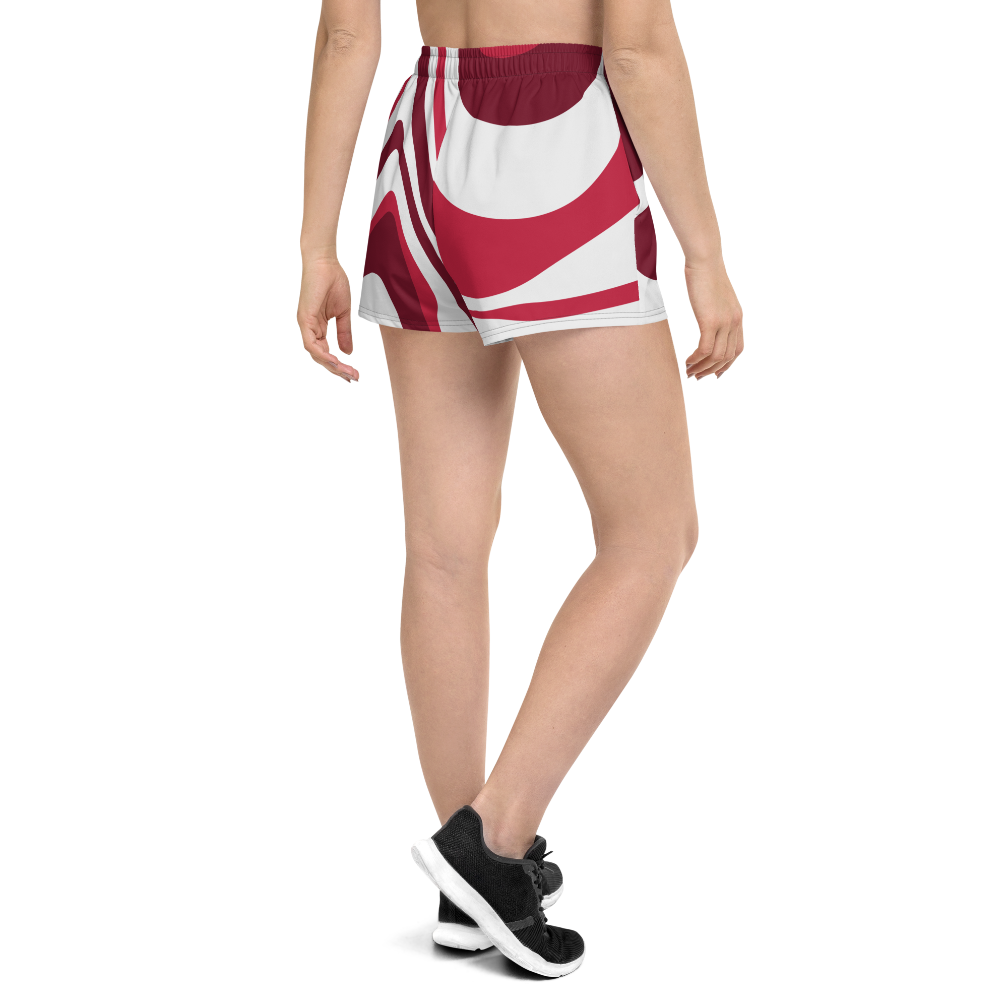 Women’s Red Suminagashi Recycled Athletic Shorts