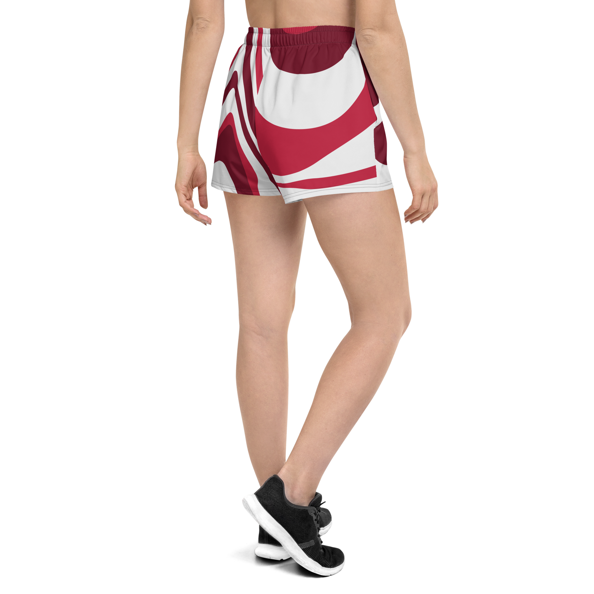 Women’s Red Suminagashi Recycled Athletic Shorts - Oni Threads