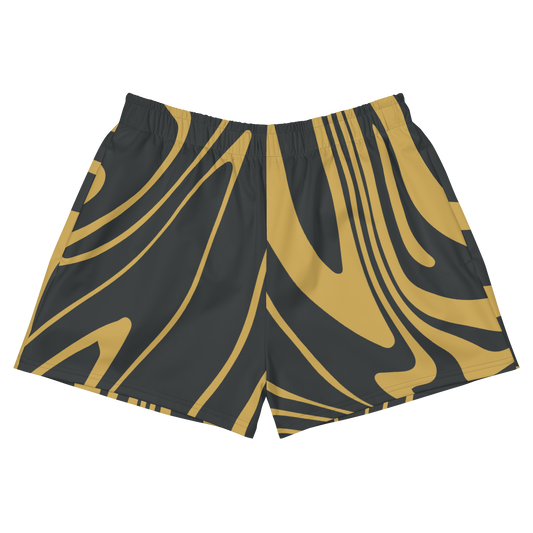 Women’s Gold Suminagashi Recycled Athletic Shorts - Oni Threads